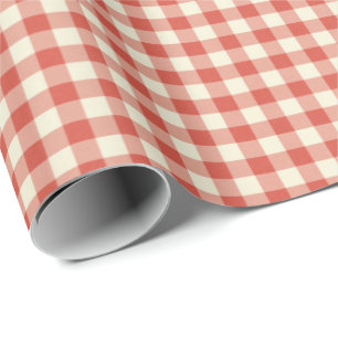 Red Plaid Gingham Country Farmhouse Simple Wrapping Paper