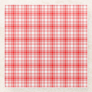 Red Plaid Glass Coaster