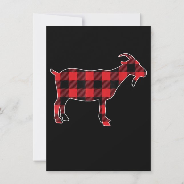 Red Plaid Goat Santa Christmas Invitation (Front)
