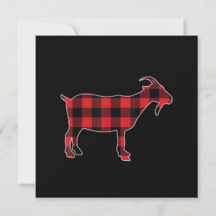 Red Plaid Goat Santa Christmas Invitation
