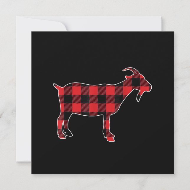 Red Plaid Goat Santa Christmas Invitation (Front)