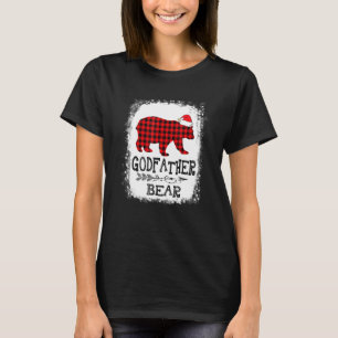 Red Plaid Godfather Bear Christmas Family Pajama M T-Shirt