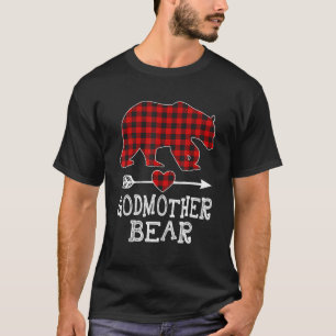 Red Plaid Godmother Bear  Matching Pajama Family T-Shirt