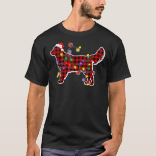 Red Plaid Golden Retriever Christmas Pyjamas Famil T-Shirt