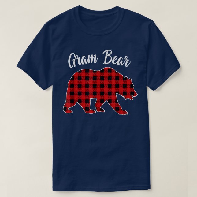 Red Plaid Gram Bear Matching Buffalo Family Pajama T-Shirt (Design Front)