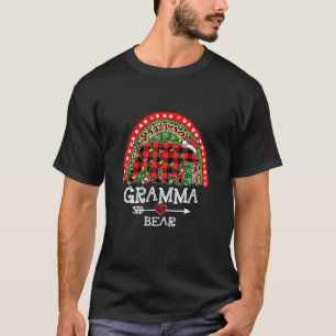 Red Plaid Gramma Bear Christmas Rainbow Pajama Mat T-Shirt