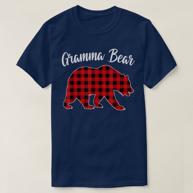 Red Plaid Gramma Bear Matching Buffalo Family Paja T-Shirt (Design Front)