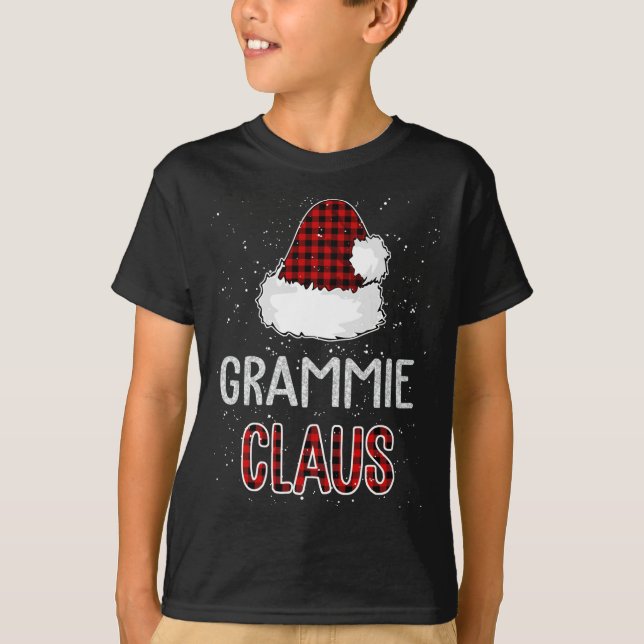 Red Plaid Grammie Claus - Matching Family Christma T-Shirt (Front)
