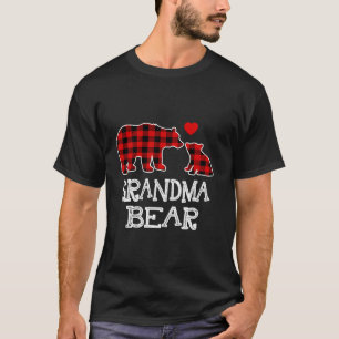 Red Plaid Grandma Bear Buffalo Christmas Pajama Fa T-Shirt