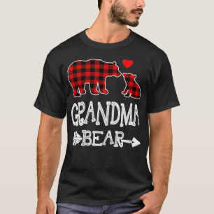 Red Plaid Grandma Bear Christmas Pajama Matching F T-Shirt