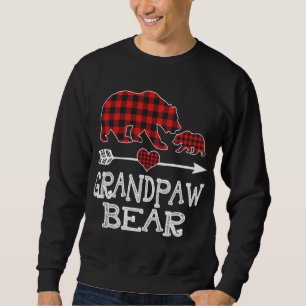 Red Plaid Grandpaw Bear One Cub Matching Buffalo P Sweatshirt
