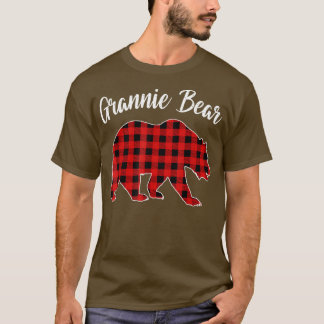 Red Plaid Grannie Bear Matching Buffalo Family Paj T-Shirt