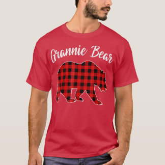 Red Plaid Grannie Bear Matching Buffalo Family Paj T-Shirt