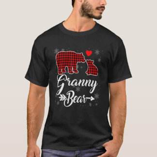 Red Plaid Granny Bear Christmas Pajama Matching Fa T-Shirt