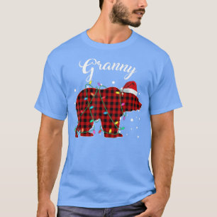 Red Plaid Granny Bear Matching Buffalo Pajama T-Shirt