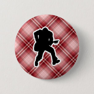 Red Plaid Guitarist 6 Cm Round Badge