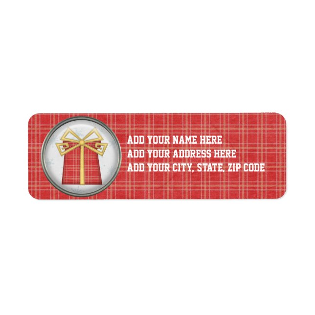 Red Plaid Holiday Gift Return Address Labels (Front)