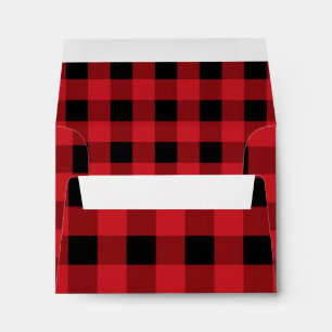 Red Plaid Holiday Rustic Invitation Envelope