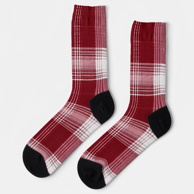 Red Plaid Holiday Socks – Warm Christmas Vibes (Left)