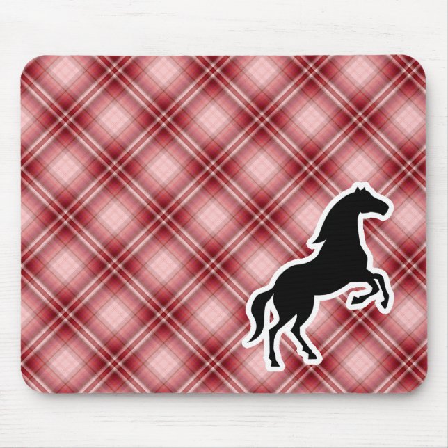 Red Plaid Horse Mouse Mat (Front)