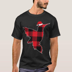 Red Plaid Hummingbird Santa Hat Christmas Pajama F T-Shirt