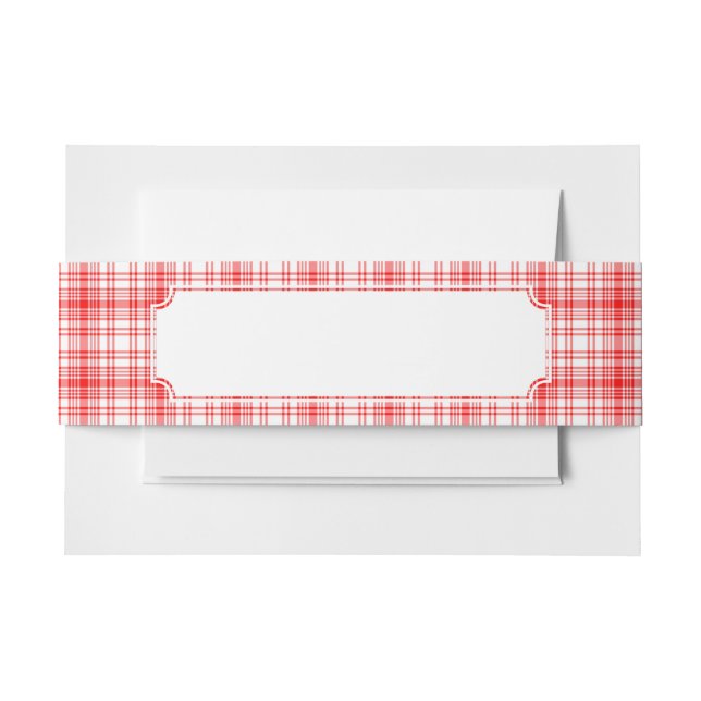 Red Plaid Invitation Belly Band (Front Example)