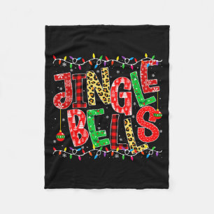 Red Plaid Jingle Bells Christmas Matching Family P Fleece Blanket
