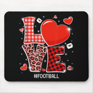Red Plaid Leopard Love Football Heart Sports Valen Mouse Mat
