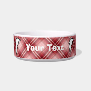 Red Plaid Lightning Bolt Bowl
