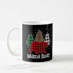 Red Plaid Mama Bear Bear Christmas Tree Leopard Pa Coffee Mug