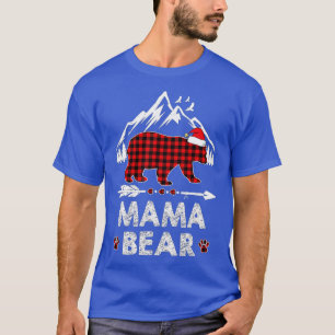 Red Plaid Mama Bear Christmas Pajama Matching Fami T-Shirt