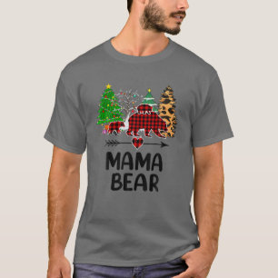 Red Plaid Mama Bear Matching Buffalo Pajama Family T-Shirt