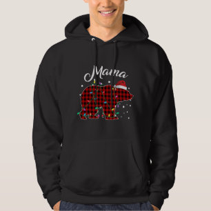 Red Plaid Mama Bear Matching Buffalo Pajama Hoodie