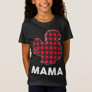 Red Plaid Mana Squirrel Christmas Matching Family T-Shirt