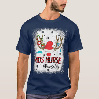 Red Plaid MDS Nurse Reindeer Christmas Pajama Nurs T-Shirt