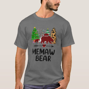 Red Plaid Memaw Bear Matching Buffalo Pajama Famil T-Shirt