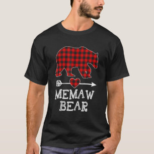 Red Plaid Memaw Bear Matching Pajama Family T-Shirt