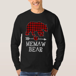 Red Plaid Memaw Bear Matching Pajama Family T-Shirt