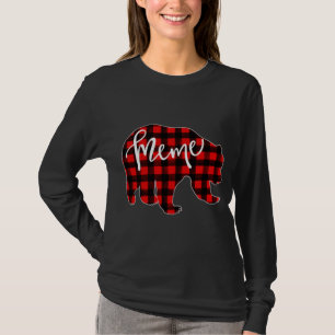 Red Plaid Meme Bear Matching Pajama Buffalo Family T-Shirt