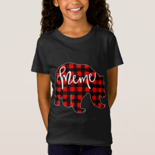 Red Plaid Meme Bear Matching Pajama Buffalo Family T-Shirt