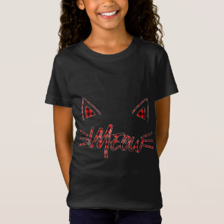 Red plaid Meow Cat Kitten Ears buffalo matching fa T-Shirt