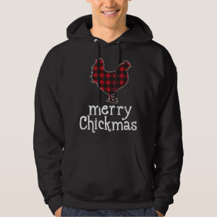 Red Plaid Merry Chickmas Funny Christmas Chicken L Hoodie