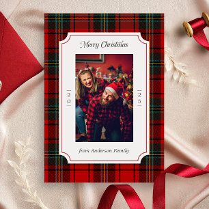 Red Plaid Merry Christmas Holiday Card