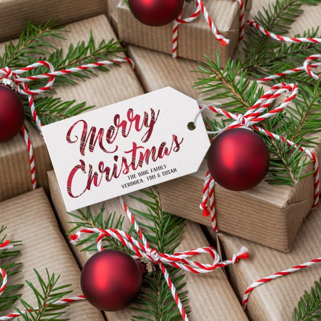 Red Plaid Merry Christmas Holiday Tag (Creator Uploaded)