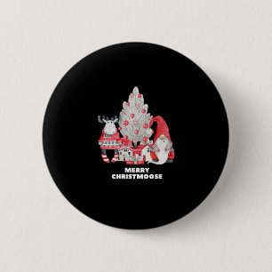 Red Plaid Merry Christmoose Christmas 6 Cm Round Badge