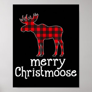 Red Plaid Merry Christmoose Christmas Moose Lovers Poster