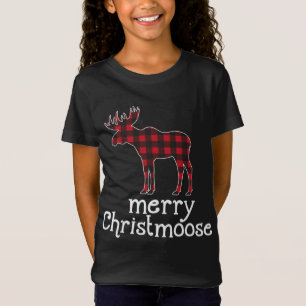 Red Plaid Merry Christmoose Christmas Moose Lovers T-Shirt