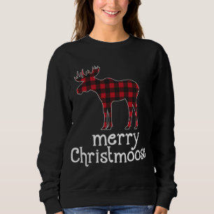 Red Plaid Merry Christmoose Christmas T Shirt Moos