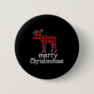 Red Plaid Merry Christmoose Christmas T Shirt Moos 6 Cm Round Badge