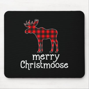 Red Plaid Merry Christmoose Christmas T Shirt Moos Mouse Mat